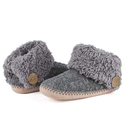 Image of cosyone1997 Cable Knit Slipper Socks for Women Non Slip Soft Sole | Fuzzy sherpa lining, gripper dots, flexible bootie coverage and machine washable care for warm, comfortable indoor wear
