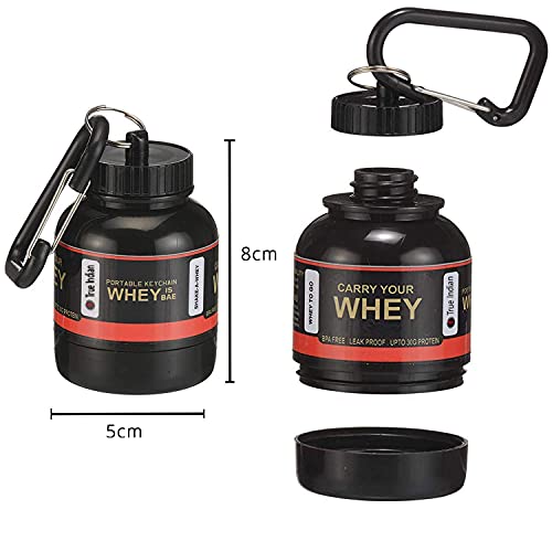 Image of NEW 2024 Whey Bottle Combo - Small Portable Protein Container With Key-Chain, Supplement Powder Carrying Funnel, 30 ml Flask (Pack of 5)