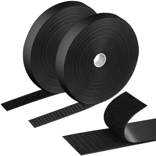 pangdapengpeng Auto Adhesivo Cinta Rollo, 10 M x 20 mm Cinta de Gancho y Bucle, Belcro Adhesivo Doble Cara Fuerte para Decoración Colgante, Mosquiteras Fijas (Negro)