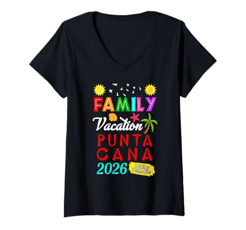 Women's Family Vacation 2026 Punta Cana Travel Family Trip Vacay V-Neck T-Shirt