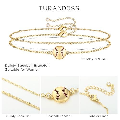 Turandoss 14K Gold Plated Sports Bracelets for Women Girls Sports Jewelry - image 5