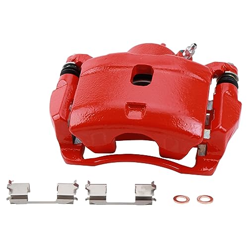 Image of TRQ Front Brake Caliper Set Painted Red Brackets Compatible with 2014-2015 Acura ILX 2003-2017 2013-2021 Honda Accord Civic
