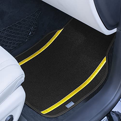 Fh Group Car Floor Mats - Carpet Floor Mats For Cars, Universal Fit Automotive Floor Mats, All Purpose Car Floor Mats, Carpet Protector Mat For Most Sedan, Suv, Truck Floor Mats Yellow #TOP3