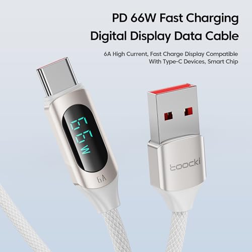 toocki Kabel USB A na USB C, 1 m, 66 W, 6 A, czarny