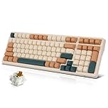 Qisan 100-Keys Mechanical Wireless/Wired Keyboard – Triple Mode 2.4G/USB-C/BT & Ergonomic Design –US Layout | RGB LED Backlit, Hot-Swappable Brown Switches | Computer Accessories