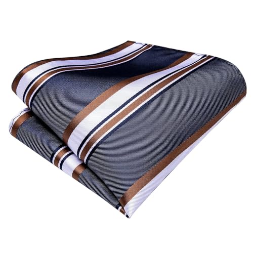 Image of Dubulle Mens Paisley Striped Tie Woven Necktie for Men and Handkerchief Cufflinks Set Wedding Formal Business