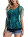 BAISHENGGT Women's Loose Batwing Sleeve Mesh Blouse Top X-Large Peacock Blue