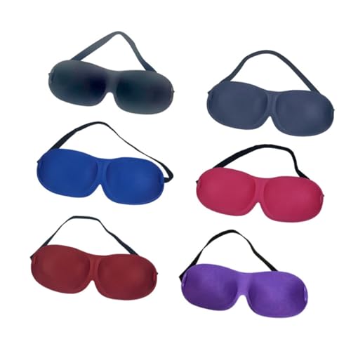 ARTSEWPLY 6pièces Lot De Masques Pour Yeux Sans Couture Cache-œil Unicolore Tridimensionnel Pour Dormir Voyage Et Maison Noir Bleu Cyan Rose