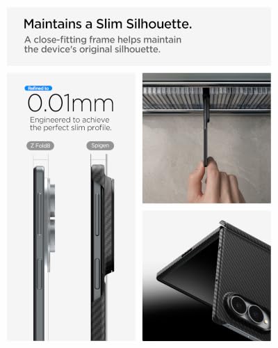 Image of Spigen AirSkin Aramid MagFit Case for Samsung Galaxy Z Fold 8, Black | Magsafe, Premium Aramid Fiber, Hinge Protection, Slim Fit, Qi2 Ready Wireless Charging, Aramid Fiber, Poly Carbonate, Smooth