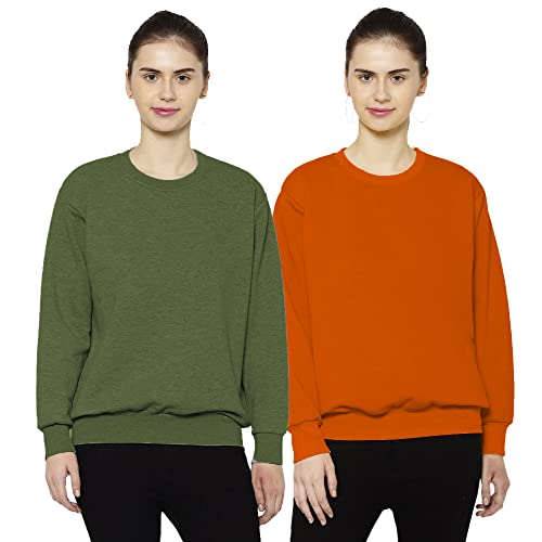 Image of Mack Jonney Fleece Round Neck Sweatshirt for Women (Pack of 2)-SW RN OLV RST 002-P