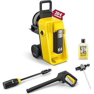 Kärcher Hochdruckreiniger K 4 Comfort Premium, Druck: max. 130 bar, Fördermenge: 420 l/h, Fläche: 30 m²/h, Gewicht: 17 kg, extra Flexibler Hochdruckschlauch, Schlauchtrommel, 4-in-1 Multi Jet