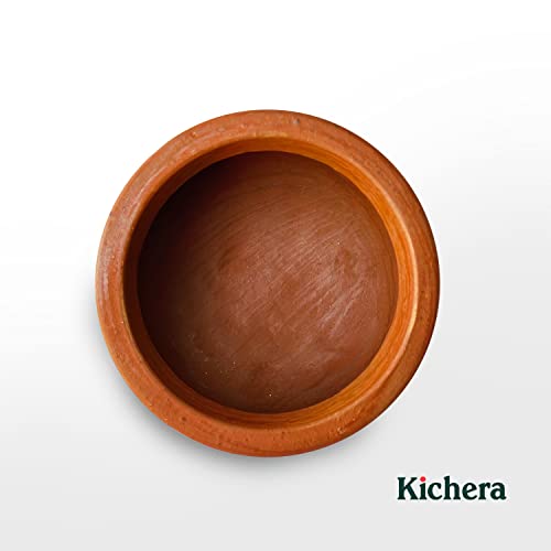 Image of Kichera Unglazed Clay Pot for Cooking & Serving Red Earthen Kadai /Mud Handi (3 Litre)