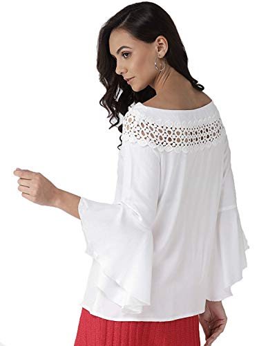 Image of Style Quotient Women Solid Off White Viscose Rayon Smart Casual top