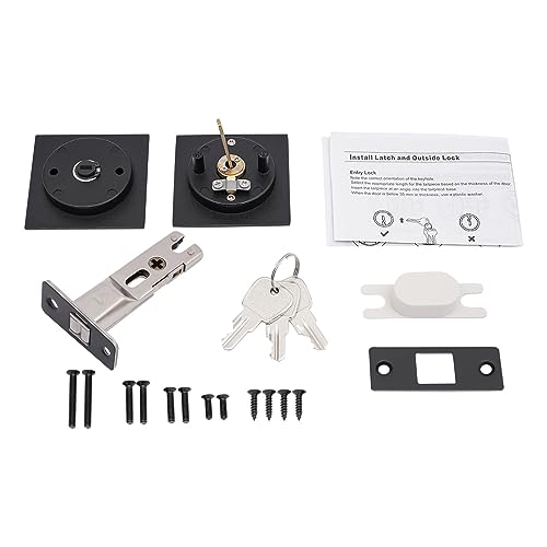 Cerradura para Puerta Corredera Cuadrada, Negro, Herraje de Privacidad Contemporáneo para Puerta de Bolsillo, Cerradura Empotrada de Aleación de Zinc con Llaves miniatura 3