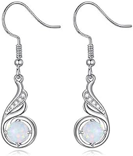 Opal Earrings Sterling Silver Phoenix Drop Earrings Birthstone Jewellery Hypoallergenic Phoenix Gift Birthday Presents for Women
