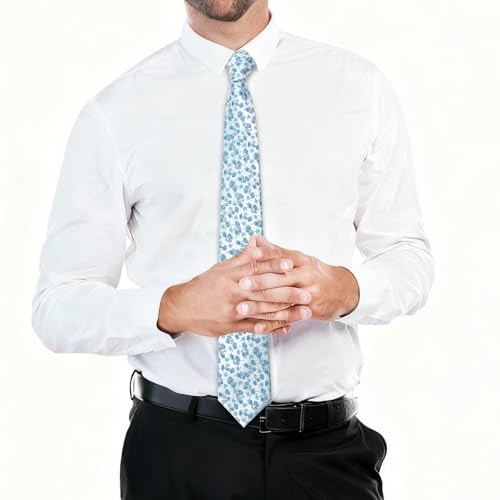 Image of Floral Ties for Men Satin Mens Tie Flower Printed Neck Tie Wedding Party Business