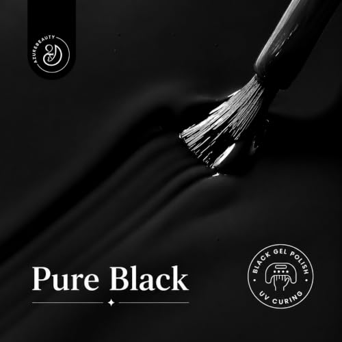 Image of AZUREBEAUTY Pure Black Gel Nail Polish 18ML | Classic Pure Black Pigment Opaque Soak Off UV /LED Gel Polish, High Gloss Solid for Nail Art, DIY Manicure & Salon Use