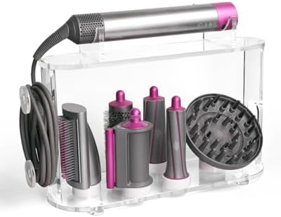 Affogato Storage Holder Compatible with Dyson Airwrap Styler Accessories, Acrylic 6 Holes Countertop Organizer Stand, Desktop Organizer for Storage Long Barrel Attachments for Bathroom