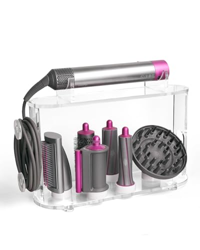 Affogato Storage Holder Compatible with Dyson Airwrap Styler Accessories Acrylic 6 Holes Countertop Organizer Stand Desktop Organizer for Storage Long Barrel Attachments for Bathroom