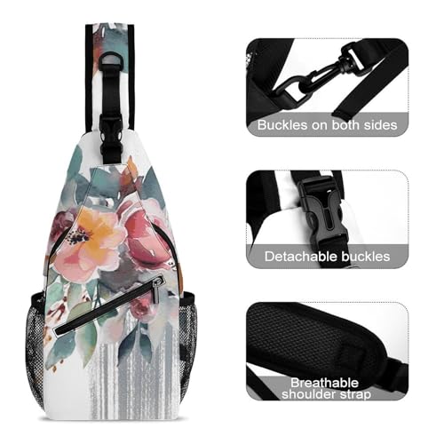 Bolso tipo bandolera floral para senderismo 38x20 cm miniatura 3