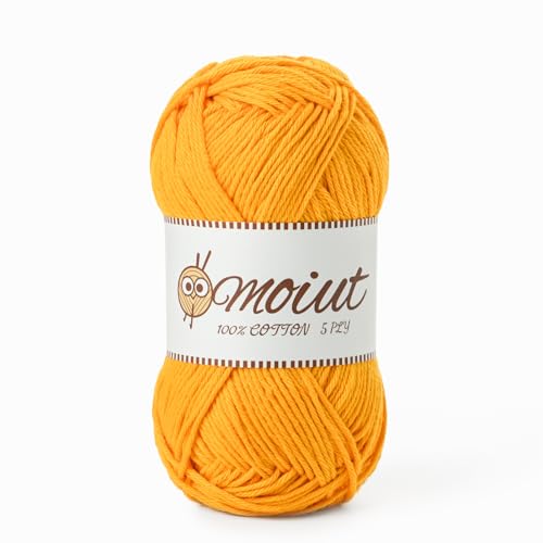 Image of Cotton Yarn for Crocheting, Baby Yarn for Crocheting Soft, 131yds / 1.76oz Fluffy Amigurumi Crochet Yarn, 5 Ply 100% Milk Cotton Yarn for Puzzle、Socks、Clothes(Turmeric)