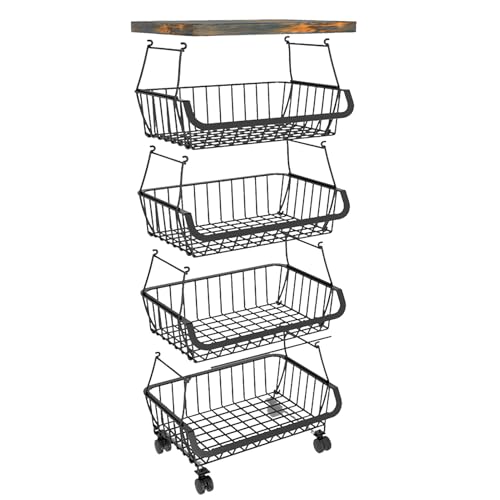 TYCIONG Cesta de Almacenamiento Giratoria, Práctico Organizador de Alambre de Metal para Cocina, Hogar, con Ruedas y Mesa , Almacenamiento Versátil para Frutas, Verduras, Aperitivos, Bebidas (5 capas)