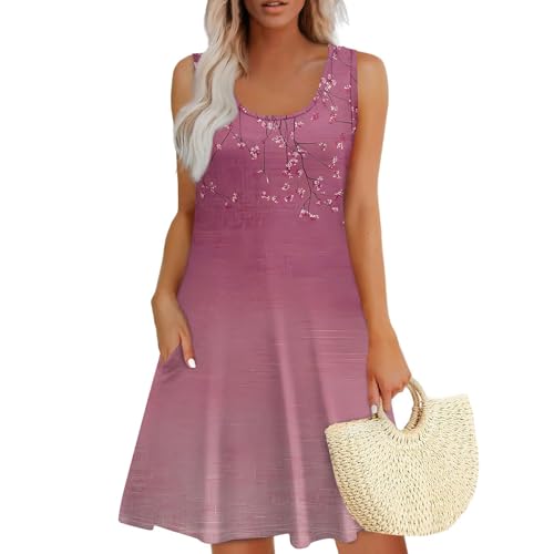 Vestido Playa Mujer, Vestidos Verano Mujer 2025 Sueltos Tallas Grandes Sin Mangas Cuello Redondo Bohemio Baratos Vestido Summer Dresses for Women Amazon España Ofertas Vino