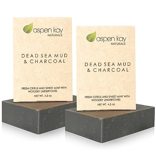 Aspen Kay Naturals Dead Sea Mud and Charcoal Soap Bar. With Organic Shea Butter & Pure Essential Oils. Charcoal Face Wash for Men, Women & Teens. (2 pack) Aspen Kay Naturals Dead Sea Mud and Charcoal Soap Bar. With Organic Shea Butter & Pure Essential Oils. Charcoal Face Wash for Men, Women & Teens. (2 pack)