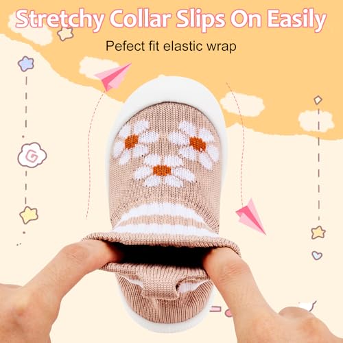 VIFUUR Baby Shoes Girls Boys Toddler Sneakers Non-Slip First Walkers Shoes for Babies Hight Top Pink Flow Topers Size 18-24 Months Infant