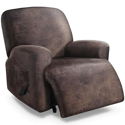 molasofa Leather Like Oversized Recliner Chair Covers, Extra Large Big Man 4 Pieces Lazy Boy Recliner Cover for Wide Recliner Chair for Pets Kids Washable(X-Large,Dark Brown)