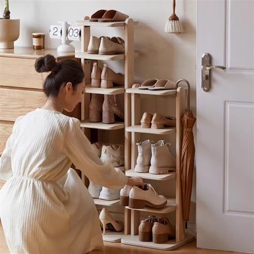 Rangement chaussures étagère à chaussures en bois haute et étroite