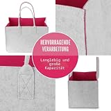 Sinand 30L Einkaufskorb, Einkaufstasche mit Henkel, Robust/Gut Verarbeitet/Faltbar Die Filztasche Storage für Outdoor Trips, Picknick, Einkaufen Außen (Dunkelgrau - Rosérot)