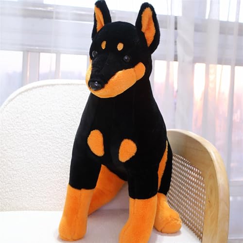 KUKUShining Realistisches Doberman Kuscheltier, Weicher Hund Stofftier Plüsch Kinder und Sammler Perfekt für die Wohnzimmerdekoration(40cm/15.7in)