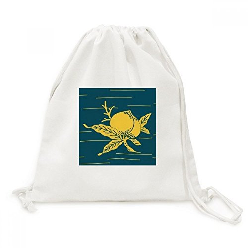 Sac à dos de voyage cordon de serrage jaune pêche en toile de coton résistant léger