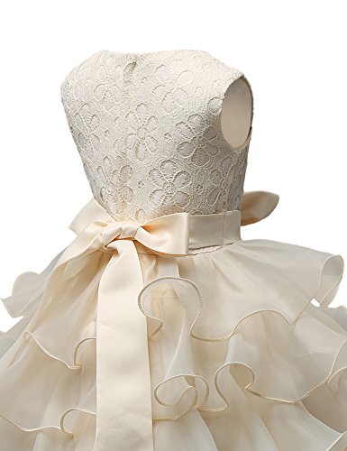 Nnjxd Girl Dress Kids Ruffles Lace Party Wedding Dresses Size (120) 4-5 Years Yellow #TOP2