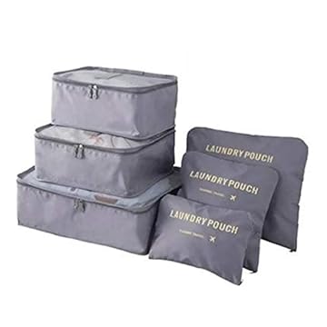 KIT 6 SACOS BOLSAS ORGANIZADOR MALA ROUPAS BAGAGEM VIAGEM CINZA