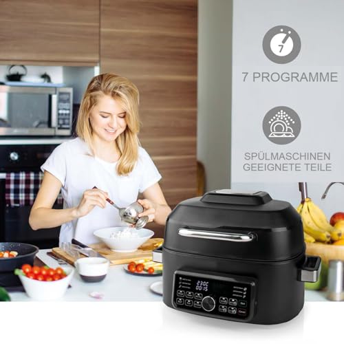 TronicXL Premium Heißluft-Fritteusen-Grill I Heißluftfritteuse Heißluft Friteuse I 6 Liter I 7 Programme I Temperatur einstellbar I Elektro Grill Indoor - PFAS FREI – Bild 4