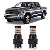 MEALAM Amber Yellow 3157 3156 3057 3056 LED Bulbs with Projector Blinker Lights Compatible with Toyota Tundra 2007-2021 Front Turn Signal Lights &amp; 2007-2013 Rear Turn Signal Lights, Pack of 2