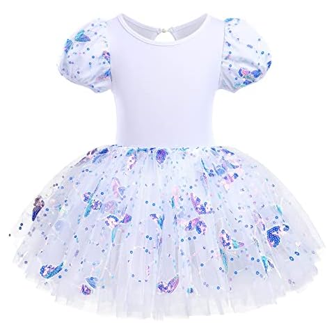 Vestido de Tutú de Baile de Ballet de Leotardo con Falda de Manga Corta Abullonada para Niñas Cover