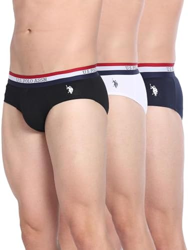 U.S. Polo ASSN. Mens EB002 Anti Microbial Signature Cotton Stretch Underwear Brief -Pack of 3