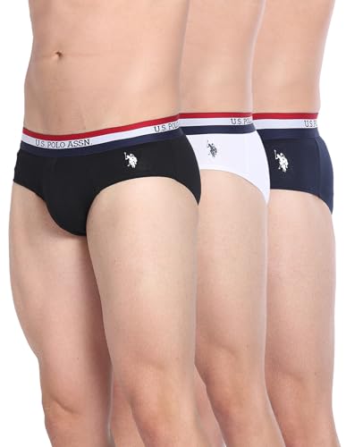 Image of U.S. Polo ASSN. Mens EB002 Anti Microbial Signature Cotton Stretch Underwear Brief -Pack of 3