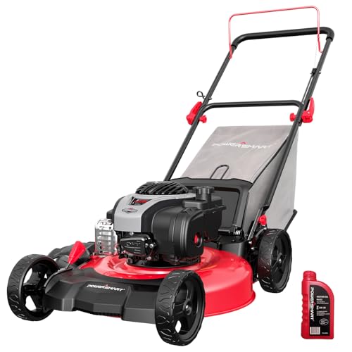 Image of PowerSmart 21-Inch 3-in-1 Gas Push Lawn Mower - 140cc 4-Stroke OHV Engine, 6 Height Adjustments, 1.4 Bushel Grass Catcher