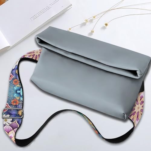 Image of Colorful Flower Wide Bag Straps Replacement Crossbody Bohemia Guitar Straps for Handbags /Purses /Messenger /Duffel Bags Backpack Straps Replacement Adjustable Length from 30 inch to 50.3 inch