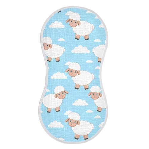 MCHIVER Cartoon Sheep Clouds Baby Burp Cloths Cotton Washcloths Super Soft Absorbent Burping Rags for Baby Boys Girl Newborn Towel 2 Pack