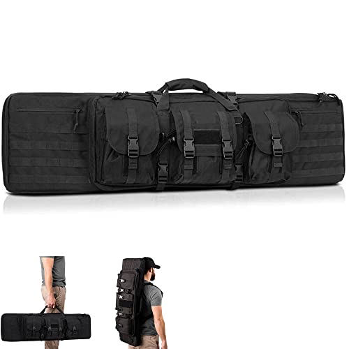 Weiche Waffenkoffer für Langwaffen, Futteral Langwaffen Langwaffenkoffer Gewehrkoffer, Multifunktionaler Taktischer Waffenkoffer AngelausrüStung Tasche Waffenkoffer mit Schultergurt-Black|| 140cm