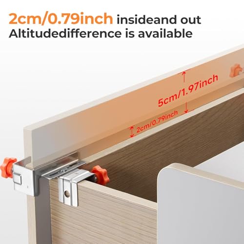 Candeon C Klemme Schublade Fronteinstallation Klemmen, 2 Stück Schublade Befestigungsclip Verstellbare Schubladen Befestigungsklemmen, Schubladenfronten Montagewerkzeug Für 10-30mm Platten