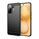 EasyShow Compatible with Vivo S30 Cover, Silicone Ultra-Mince TPU Souple en Fibre de Carbone Housse avec Antichoc et Anti-Scratch tui pour Vivo S30-Noir