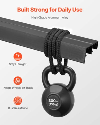 Image of VEVOR Bypass Sliding Door Hardware Kit, 5 ft Aluminum Alloy Dual-Track Bypass Door Hardware, Smooth and Quiet Sliding, Easy to Install, for 1 inch to 1 3 /4 inch Thickness 30 inch Width 2 Door System, for Closet