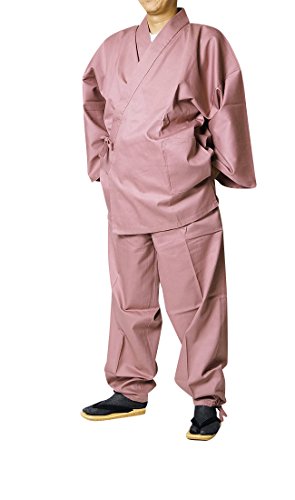 [作務衣と和専門店　職人の技ひめか] 【日本製】綾織り作務衣（さむえ）-綿100％ 13色 (Ｌ, ピンク)