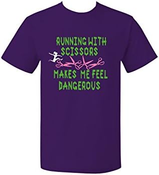 Running With Scissors Makes Me Feel Dangerous Purple Short Sleeve Scrapbook Humorous Funny T-Shirt Saying S-4X